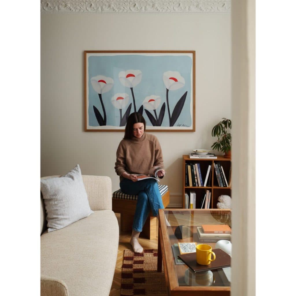 Quadro Decorativo Flores Brancas Modernas para Escritório e Sala com Moldura