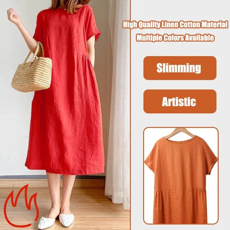 [Tamanho Plus] Fashionable Summer Midi Dress - Loose Slim Fit for Women | Vestido Solto/Midi/Estilo Casual