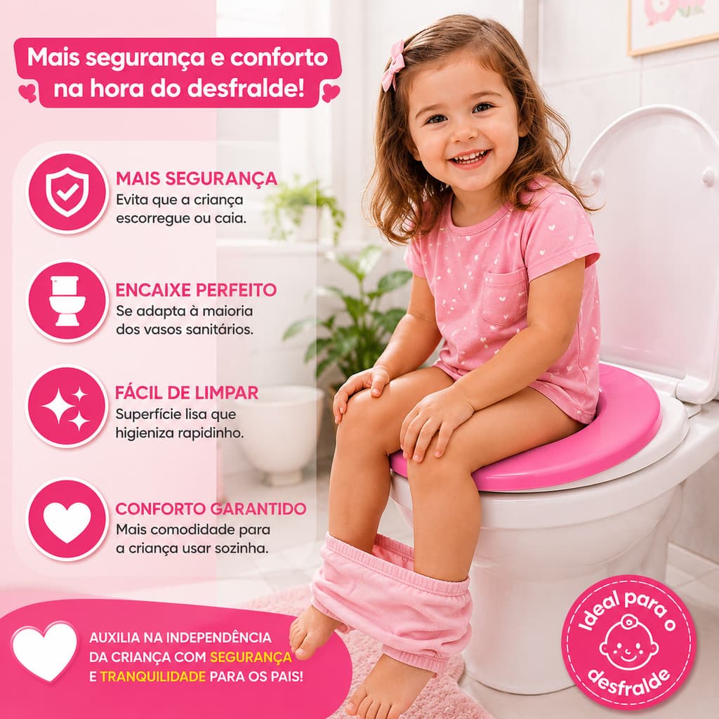 Assento Redutor Infantil para Vaso Sanitário Universal Anatômico Confortável Desfralde