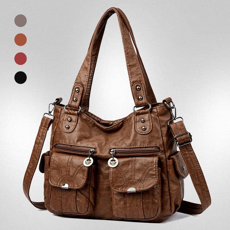 Bolsa de ombro feminina de moda internacional, bolsa feminina de couro macio de grande capacidade estilo europeu e ameri