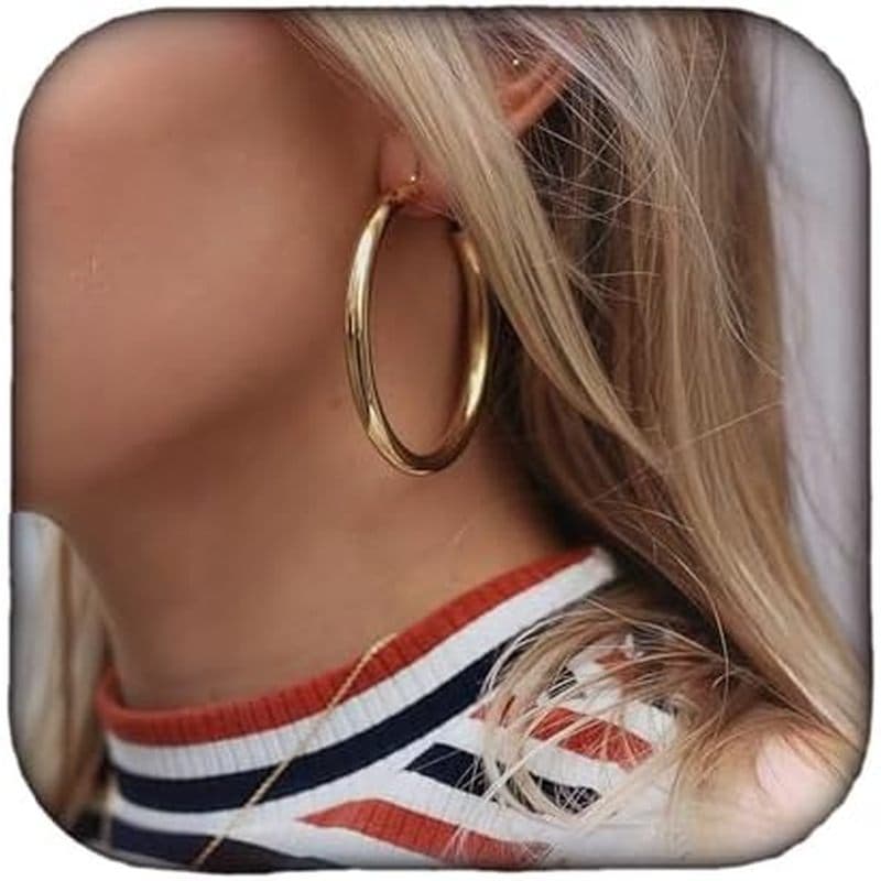 Doubnine Tube Hoop Brincos Ouro Leve Grandes Mulheres Moda Joias