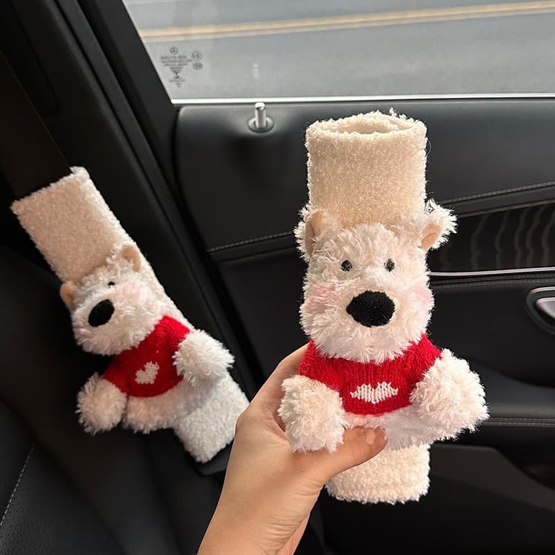 SweetPlanet cinto de segurança do carro capa de ombro rabisco filhote de cachorro anti-estrangulamento pescoço de pelúci