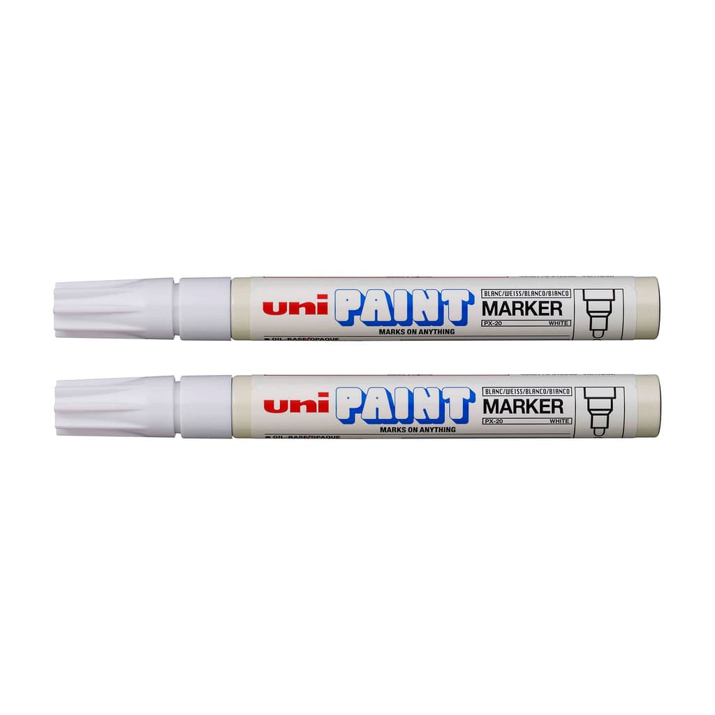 Kit Caneta Marcador Permanente Uni Paint Marker Px20 Branca 2 Unidades