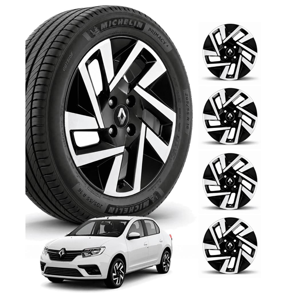Kit 4 Calota Esportiva Aro 14 Clio Sandero Logan Carlota 4 Furos
