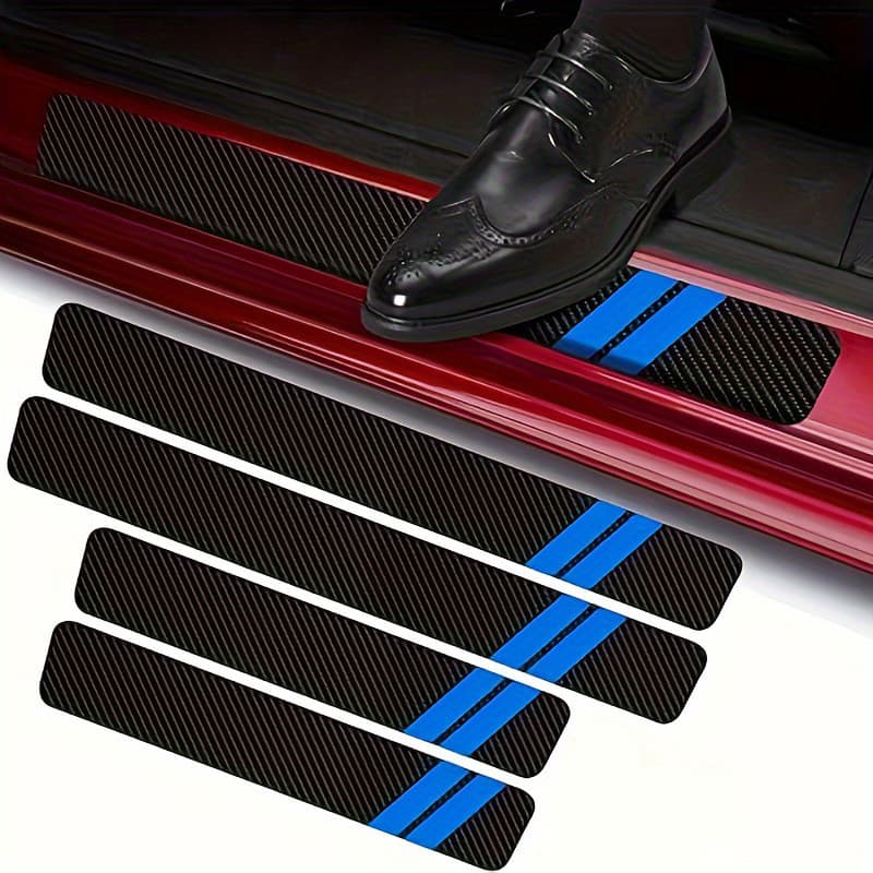 Adesivo protetor anti-riscos para soleira de porta de carro com do carro, padrão de fibra de carbono em estilo