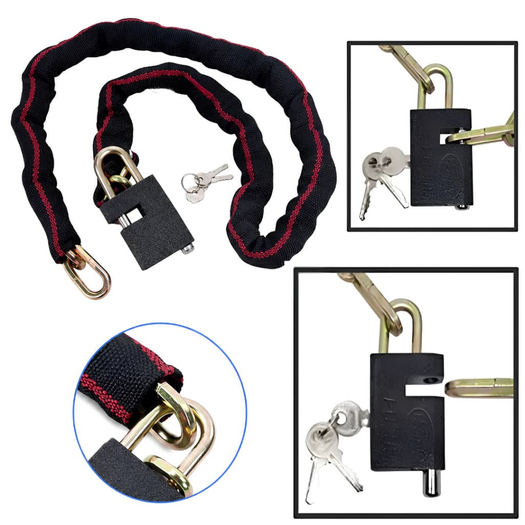 Corrente com Cadeado 6x1000mm para Bicicleta Moto Portão Proteção Antifurto Ferro Resistente