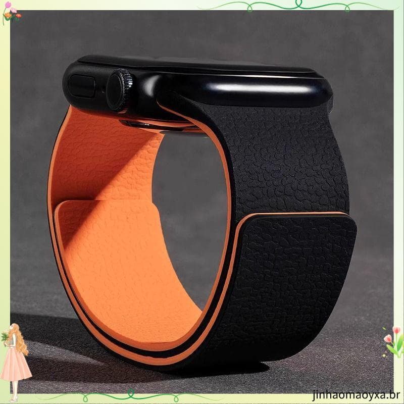 Adequado para Apple iWatch relógio novo estilo lichia padrão S11 pulseira magnética ApplewatchS10 pulseira de Silicone