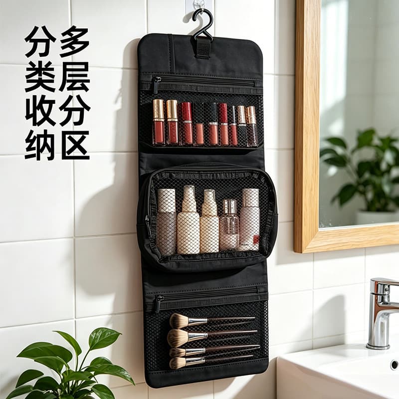 Bolsa cosmética com gancho de tecido, bolsa de armazenamento para viagem de negócios, simples, portátil, multifuncional,