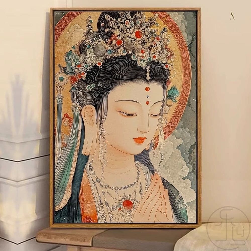 Dunhuang guanyin ponto cruz 2026 sala de estar linha bordado estilo chinês guanyin próprio bordado pequena peça bordado