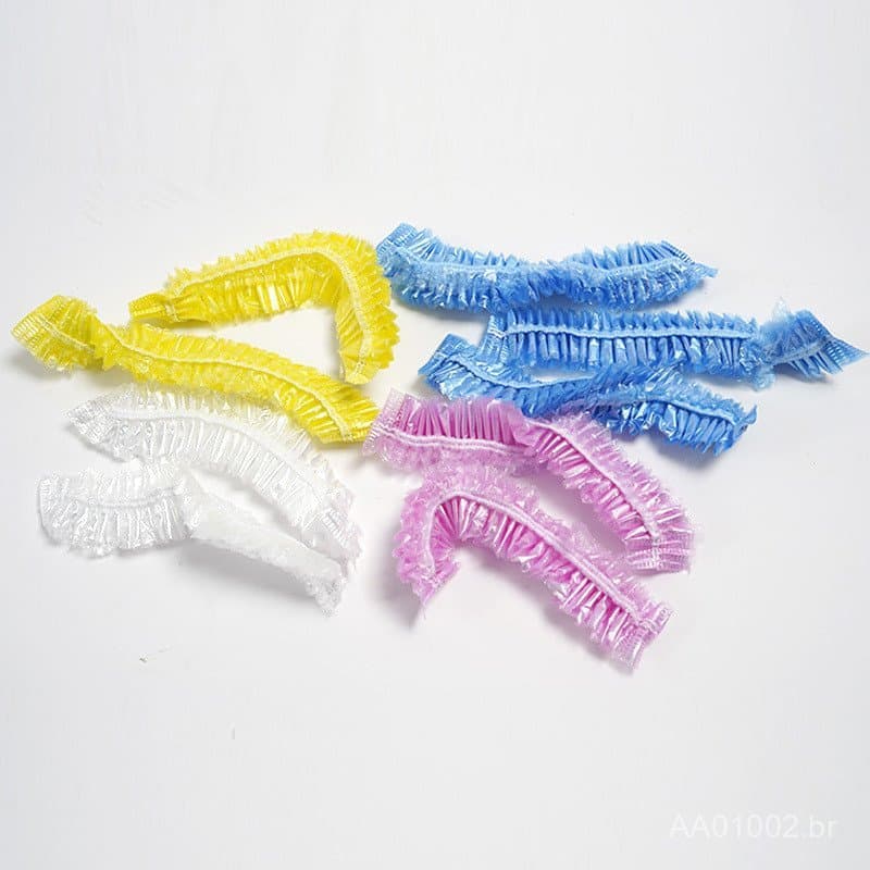 Touca de banho descartável universal, de plástico em formato de tira, à prova d'água e anti-manchas, com borda elástica,