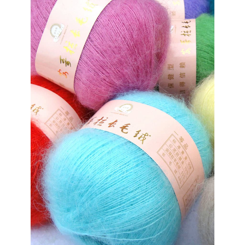 Aiyis Angola Mohair lã segmento de pelúcia lã tingida pequena linha de cavalo marinho fiação de fio de lã fina 56 verde
