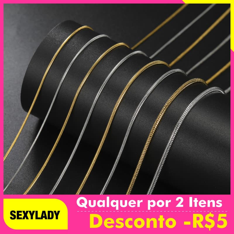 Colar de Casal Estilo Coreano com Corrente Redonda, Acessórios de Joalheria DIY, 45/50/55/60CM, Acessórios Femininos, Pr