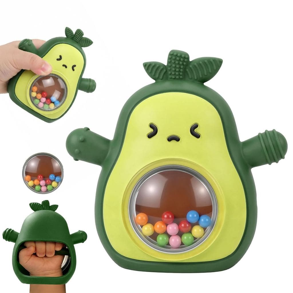 Chocalho para Bebês, Brinquedos de Dentição, Luva de Silicone em Forma de Abacate para Dentição, Mordedor para Bebês |
