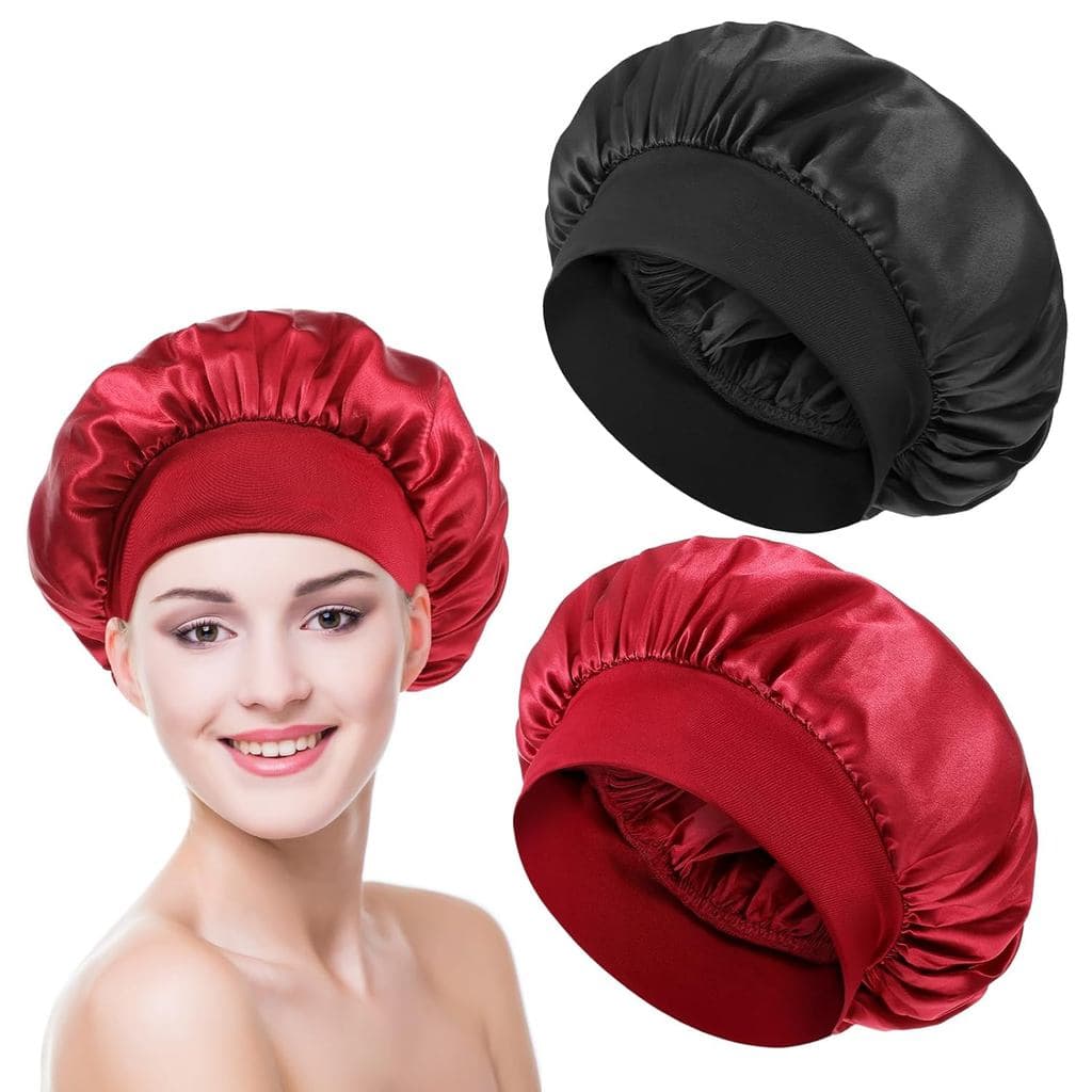 2 Peças de Touca de Seda para Dormir, Toucas de Cabelo de Cetim, Touca de Seda com Faixa Elástica Macia para Mulheres e