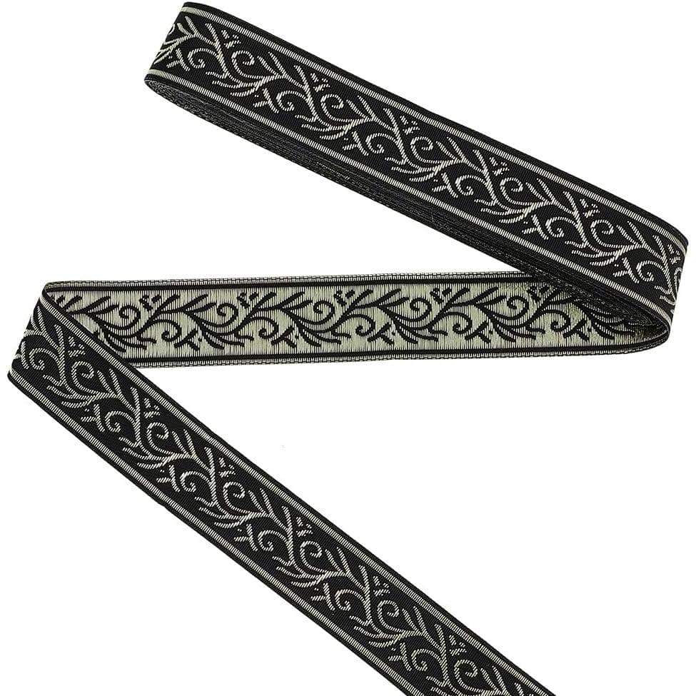 FINGERINSPIRE Fita Jacquard de 10 Jardas, 1 Polegada de Largura, Acabamento de Renda Boho Vintage com Bordado Floral, Re