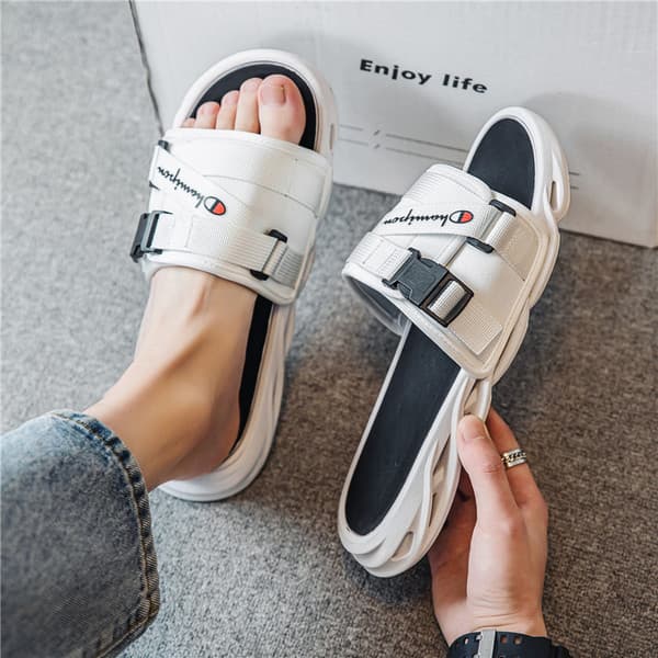 | slippers | ✽Chinelos de praia ao ar livre Flip-Flops antiderrapante sola grossa versão coreana 2025 verão novo estilo