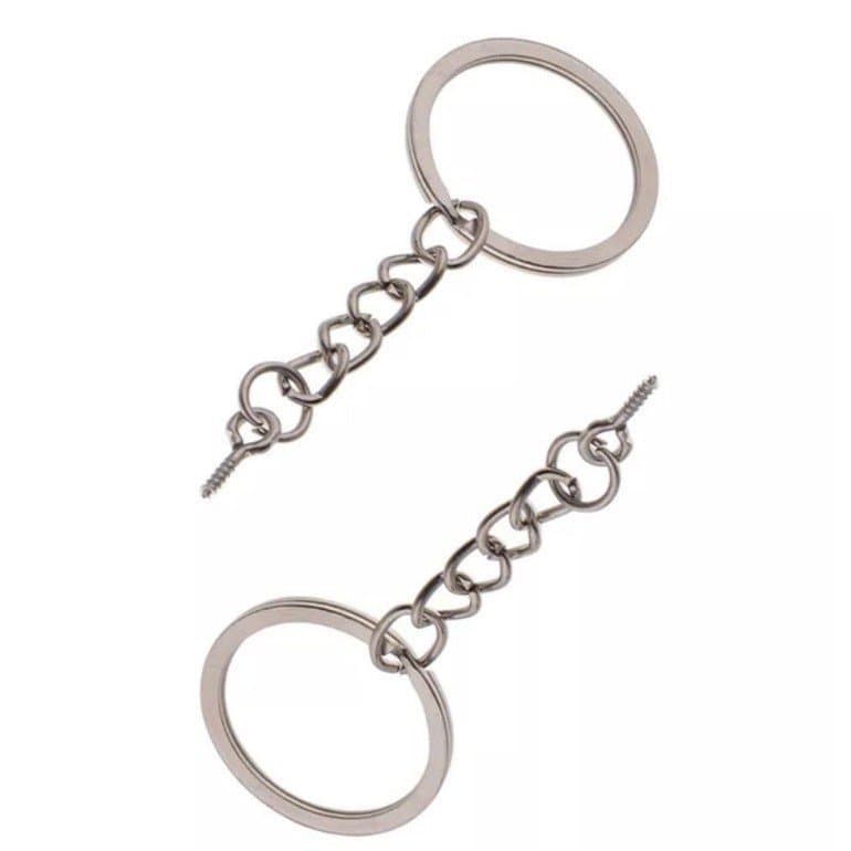 Conjunto de 100 chaveiros italianos, 25 mm de diâmetro, argolas prateadas com furo