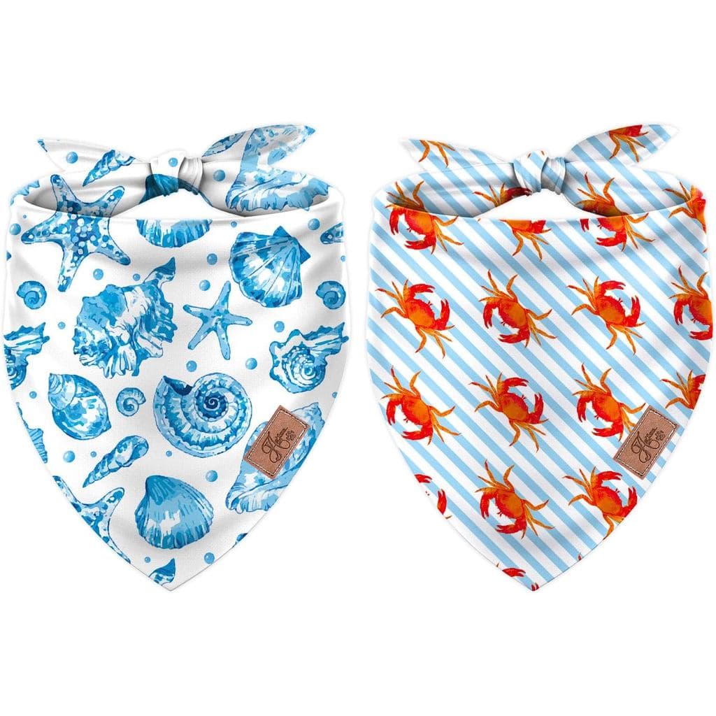 JarThenaAMCS 2 Peças Bandana para Cães com Estampa de Animais Marinhos, Lenço Triangular para Animais de Estimação, Dupl