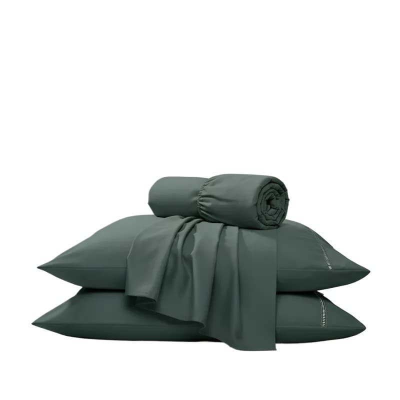 Roupa de Cama Tecido 400 fios Percal Lençol Fundo de Elástico e Fronhas Ponto Palito Alta Maciez