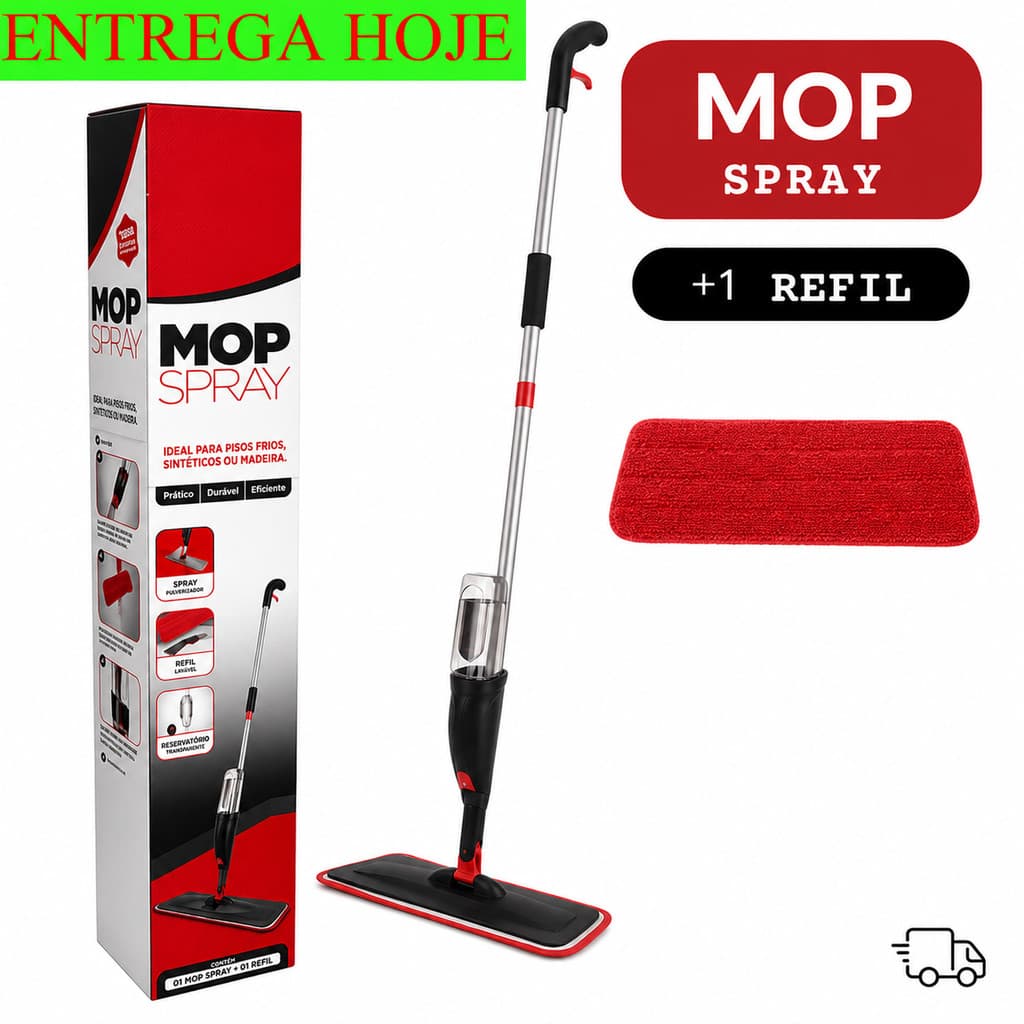 Mop Spray Giratório premium c/ Reservatório Rodo Inteligente Limpeza Esfregão Flat Rodo Mágico