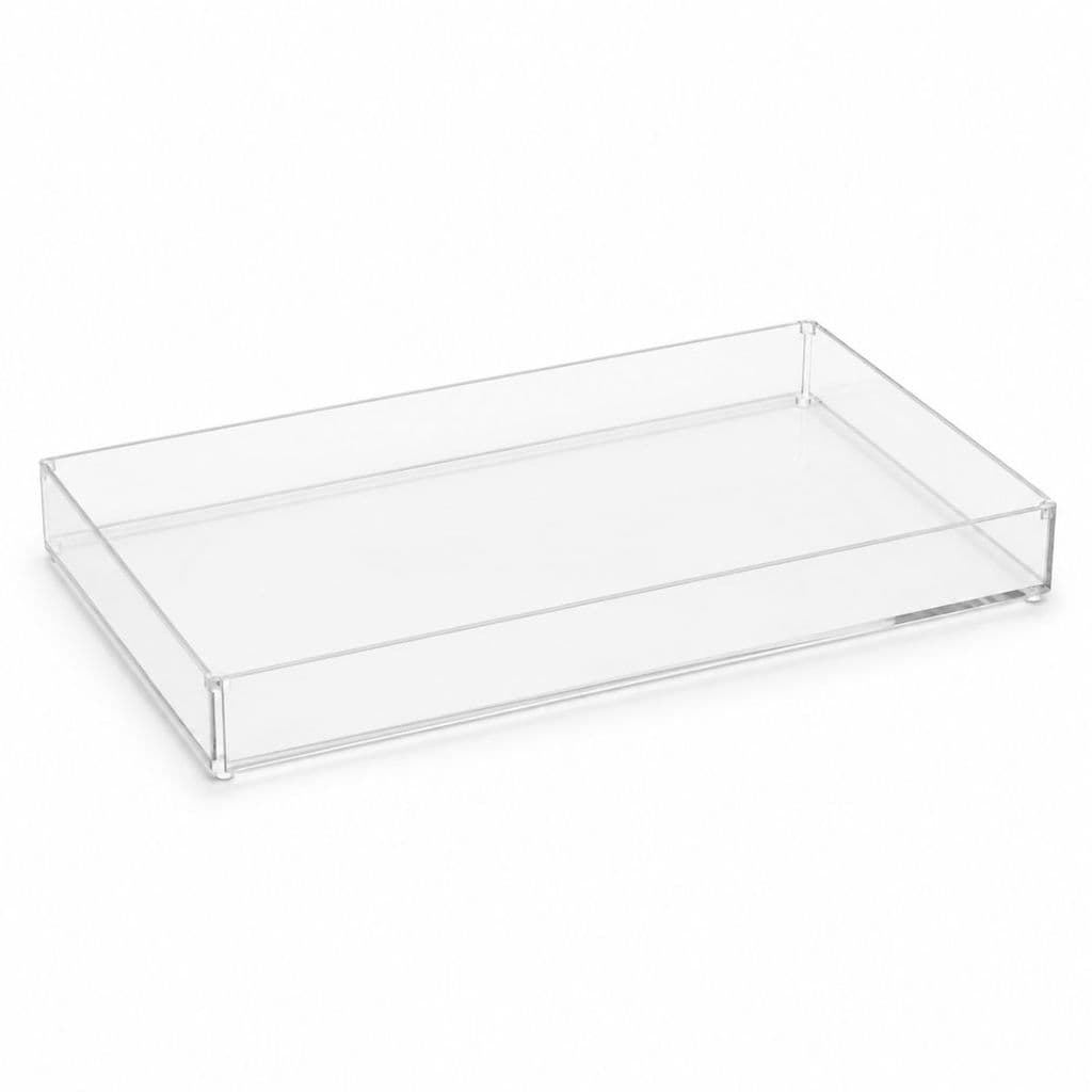 Bandeja Sem Alça 40x30 Acrílico Transparente Retangular Porta Perfumes Cosméticos Ideal para Mesa