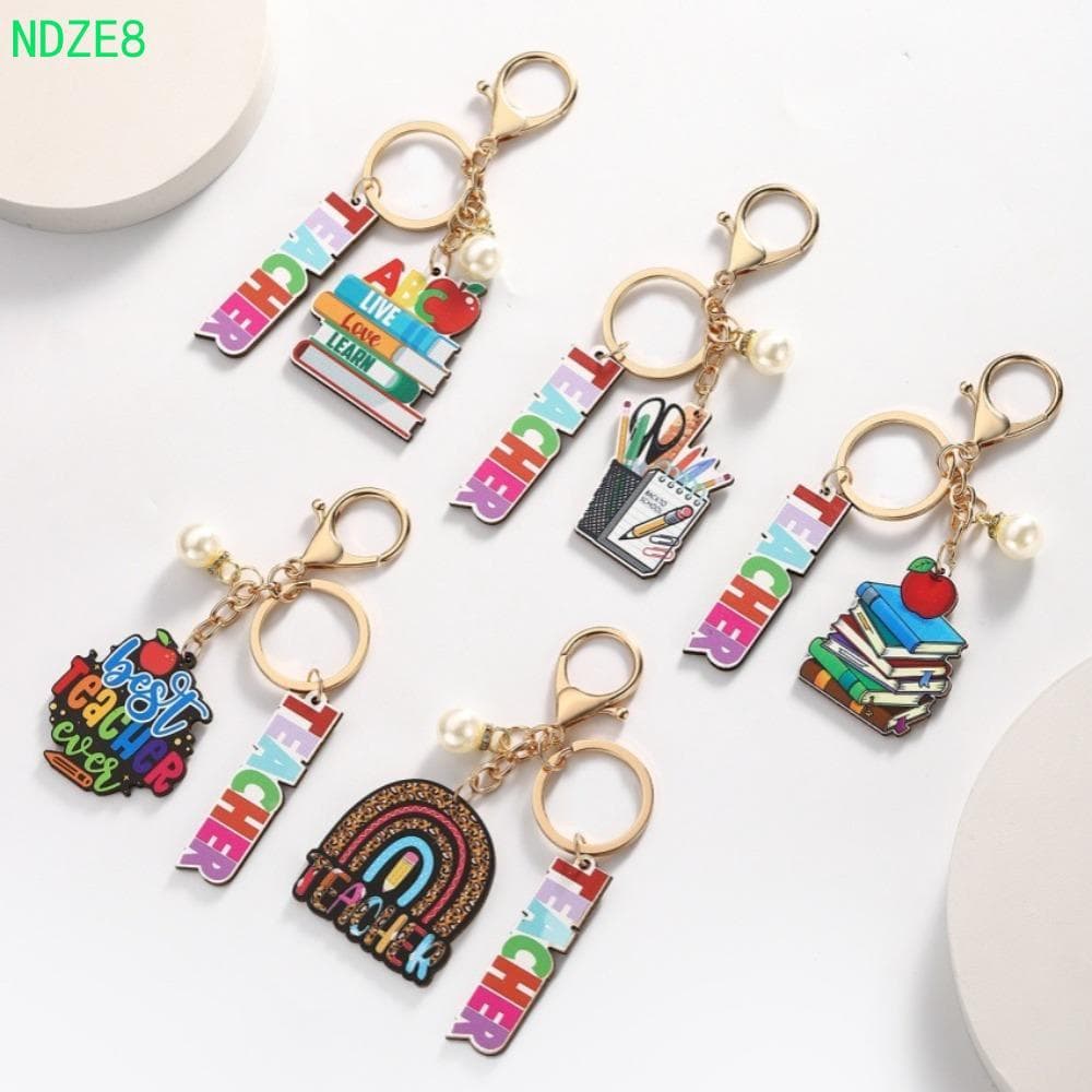 NDZE8 Pingente De Chaveiro De Texto , Formato Geométrico Charmoso Para O Dia Do Professor , Porta-Canetas Arco-Íris