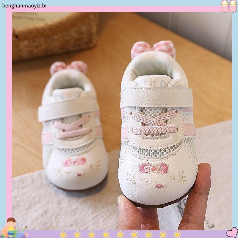 Feminino bebê sapatos esportivos única malha respirável criança sapatos de caminhada constante verão novo estilo dos des
