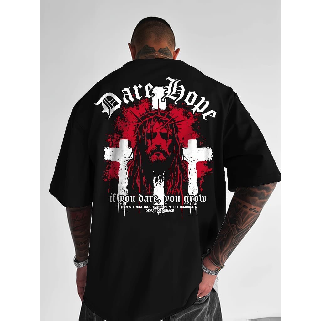 Camiseta 100% Algodão de Manga Curta Casual de Rua com Estampado e Design Moderno para Homem, Tops Confortáveis