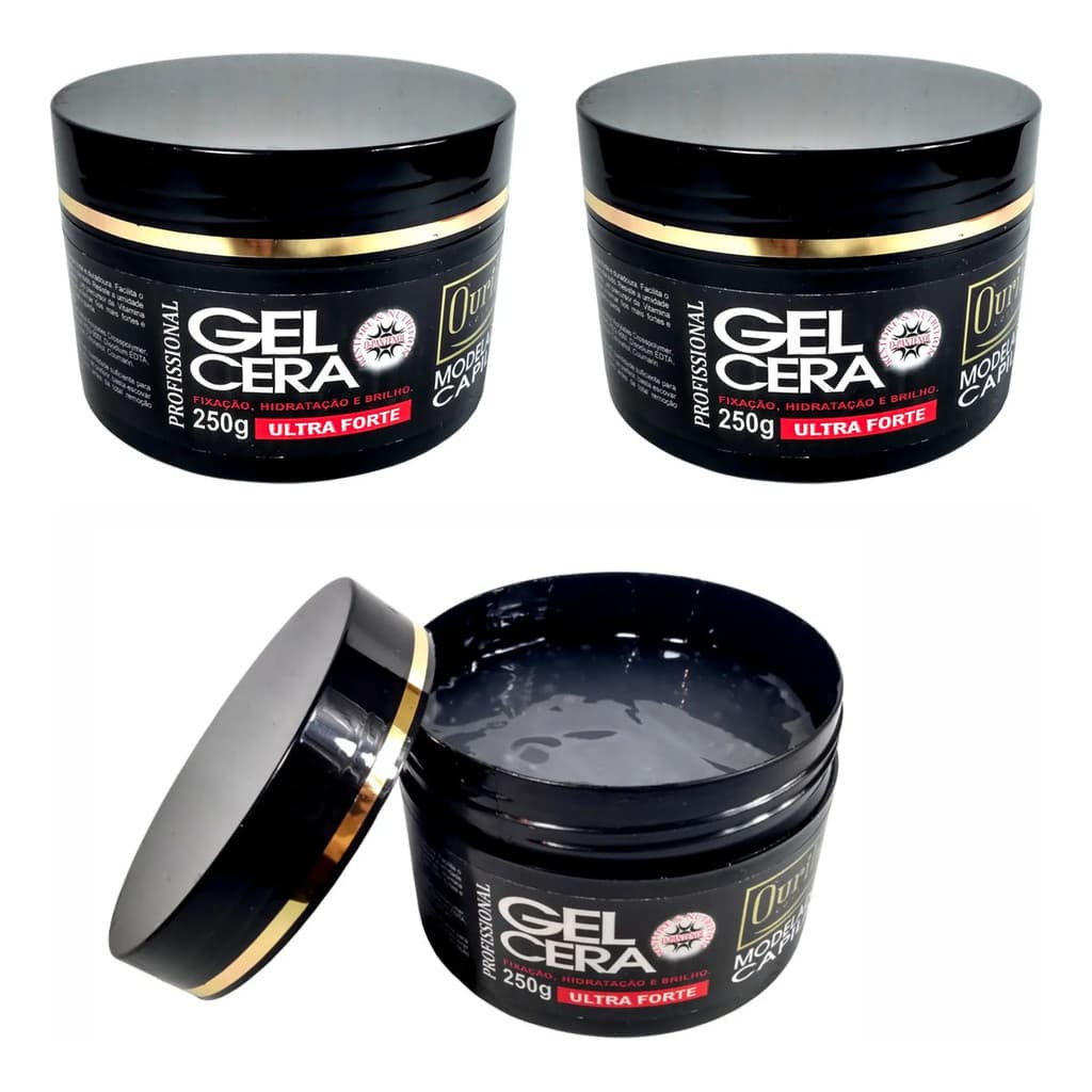 3 Gel Cera Capilar Ultra Forte Ouribel 250g