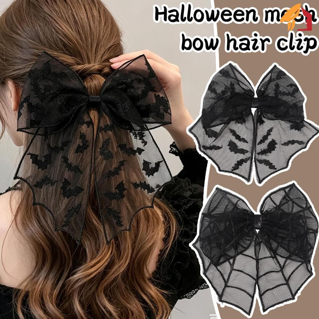 Grampo De Cabelo Com Laço De Tule Padrão De Teia De Aranha-Presilha De Malha Leve E Respirável-Acessório De Fantasia De