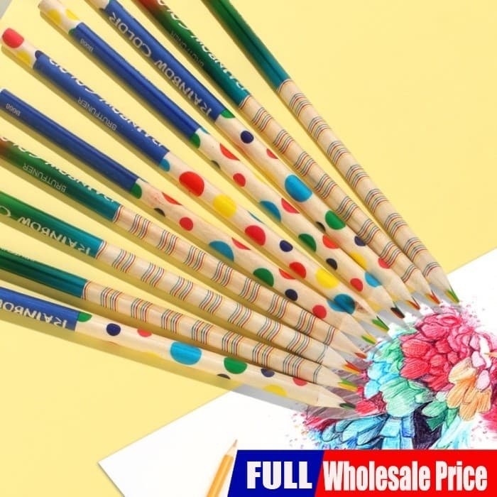 Lápis de cor concêntrico de quatro cores Vermelho Amarelo Azul Verde Lápis de cor de núcleo de arco-íris de quatro cores