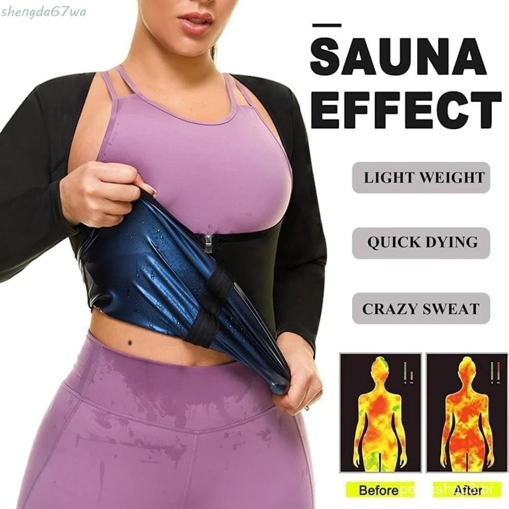 Camisa De Terno De Sauna SHENGDA , Colete De Cintura Com Design De Zíper De Manga Comprida , Modelador De Corpo Para Que