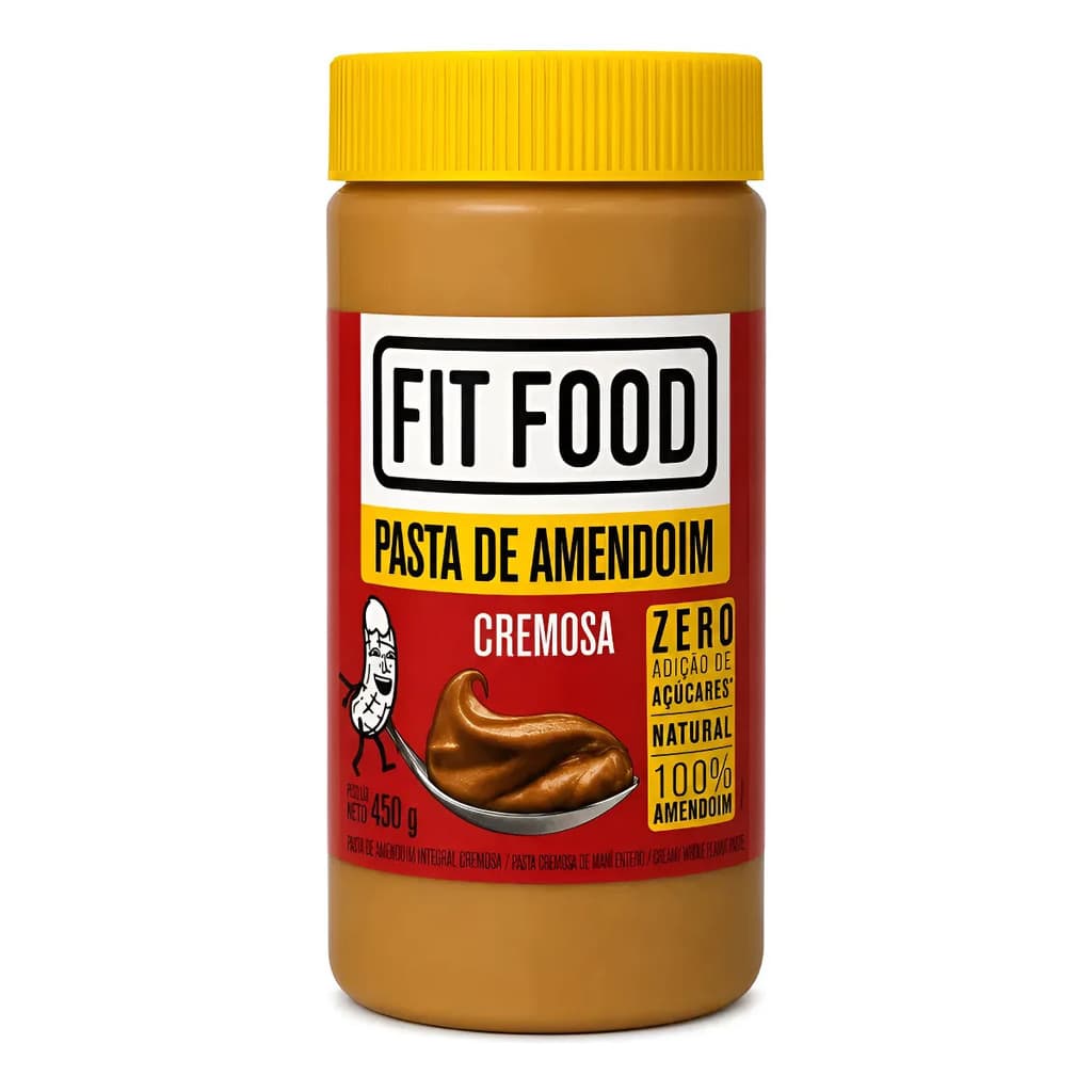 Pasta De Amendoim Cremosa Zero Açúcar Fit Food 450g
