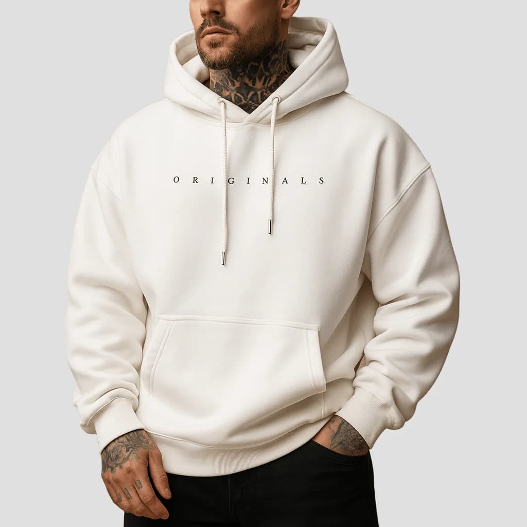 Moletom Masculino com Capuz Novo Outono 2025, Moletom Masculino Solto Casual Estilo Urbano com Estampa de Letras da鍗。