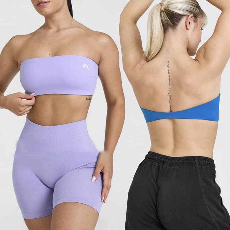 Sutiã de Yoga feminino jogo interno com almofada no peito tubo superior reunir correndo Fitness dança de secagem rápida