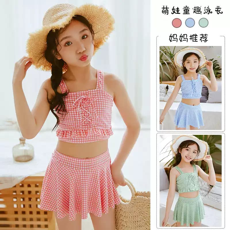 🔥 Maiô com Saia Infantil 🔥 VENDA QUENTE Moda Praia Meninas para Meninas Praia Piscina Roupa De Banho Infantil Para Men