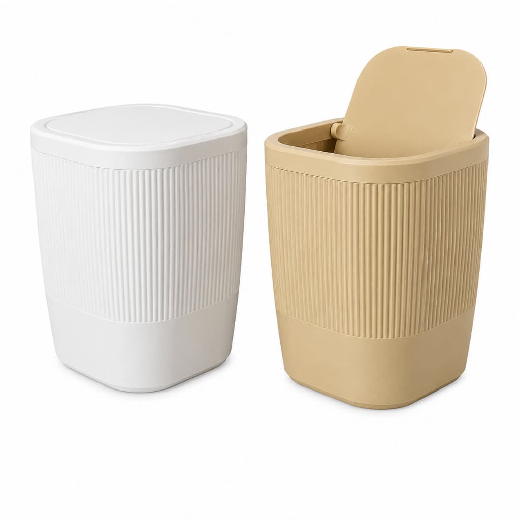 Lixeira de Mesa com Tampa Basculante Minimalista | Mini Lixeira para Escritório, Banheiro, Cozinha e Penteadeira