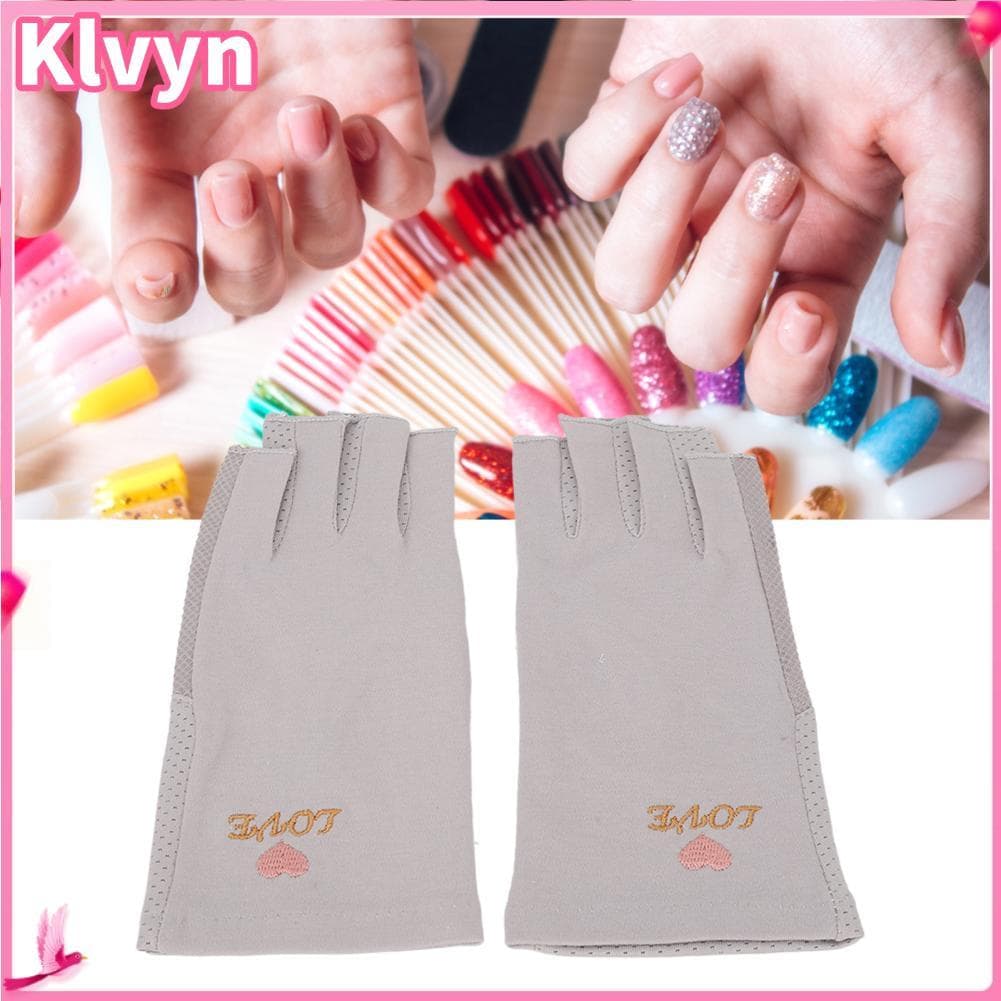 Klvyn-br ZJchao Luvas para lâmpada de unhas de gel manicure elástico respirável fibra sem dedos algodão para manicure