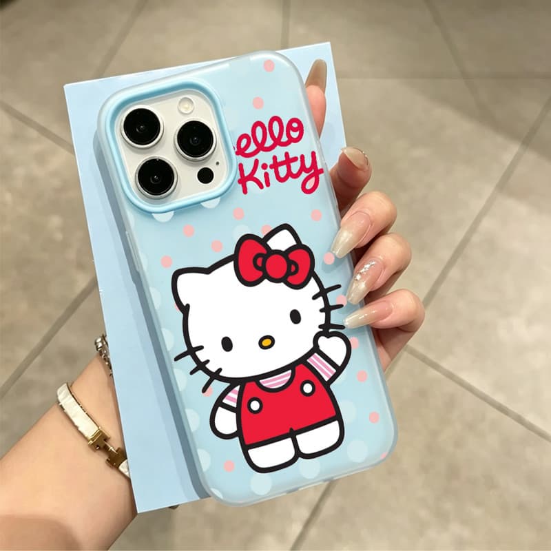 Capinha para iPhone 17/16/15 Pro Max Capa transparente fosca 2 em 1 para celular com estampa Hello Kitty em tela cheia