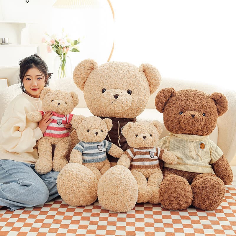 Urso de pelúcia com moletom, boneco grande macio para abraçar, almofada para dormir, presente para meninos e meninas