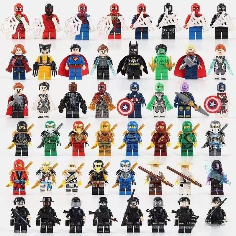 50pcs Compatível com Peças de Minifiguras LEGO, Figuras de Ação, Brinquedos, Pacotes Surpresa (Inclui 50 Peças Aleatór