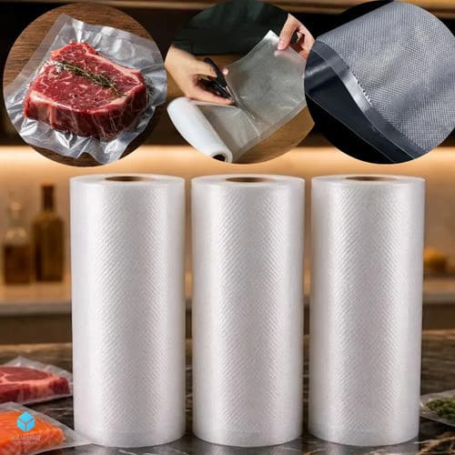 3 Rolo 25cm Kit Saco A Vácuo Bobina Embalagem Para Seladora