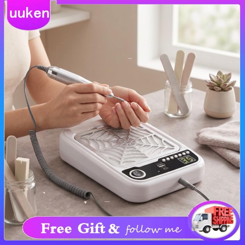 Uukendh ZJchao 3 em 1 Máquina coletora de poeira de unhas Sucção a vácuo 35000 RPM Broca 8 velocidades Display LED com
