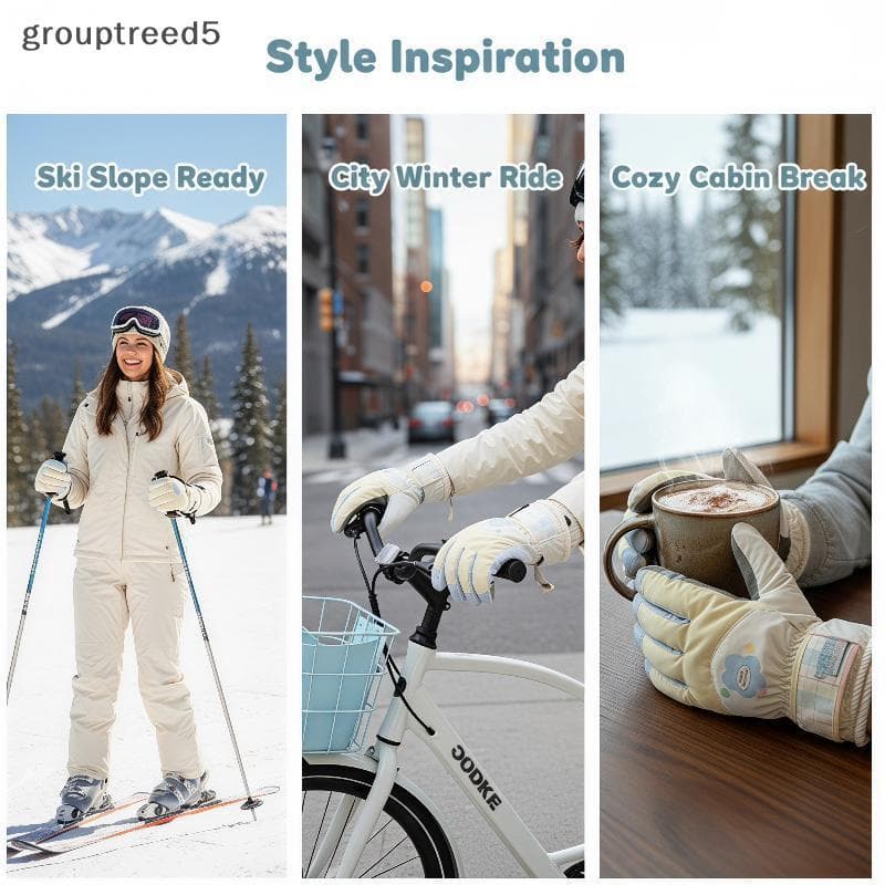grouptreed5 Luvas De Ciclismo Com Tela Sensível Ao Toque De Inverno À Prova De Vento Para Mulheres , Quente E Frio , Aju