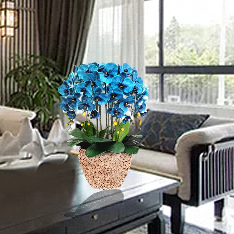 Hejia estilo chinês High-End Phalaenopsis simulação buquê vaso de plástico flor de seda falsa entrada de flores decoraçã