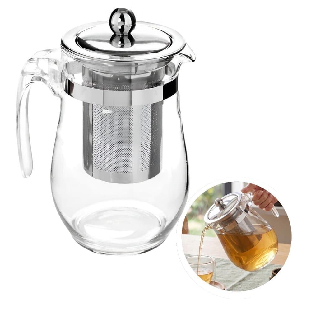 Chaleira Bule de Vidro c/ Infusor Chá em Aço Inox 900ml