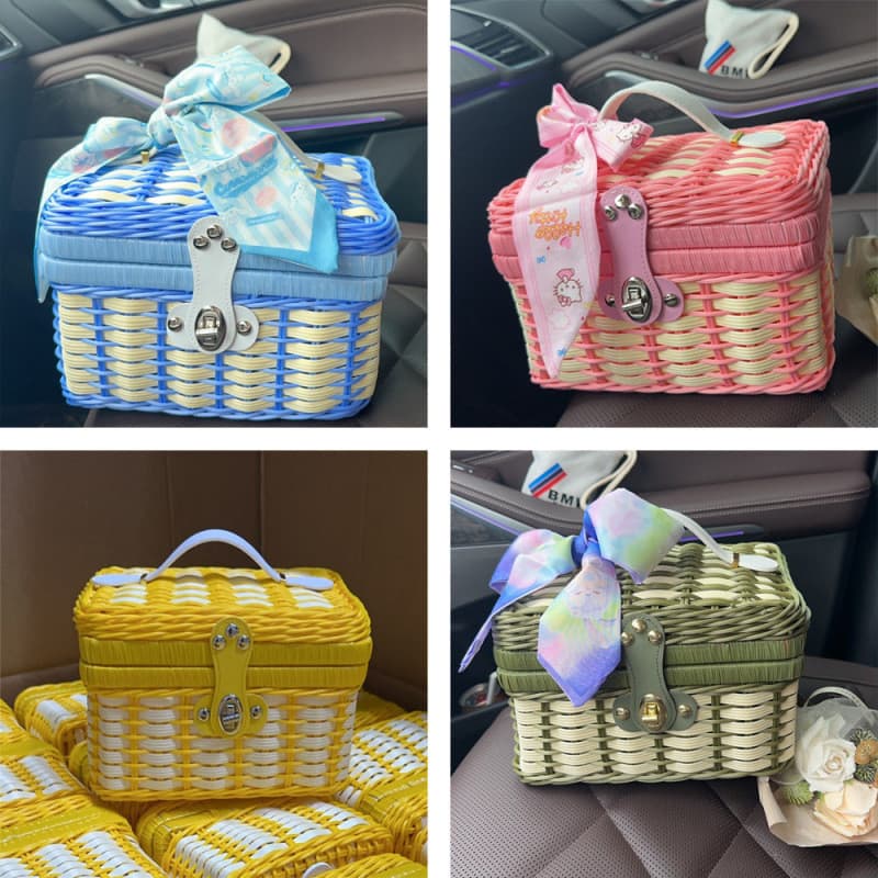 Bebê mês inteiro lembrança cesta de vime caixa de presente cesta de tecido armazenamento de presente de aniversário de c