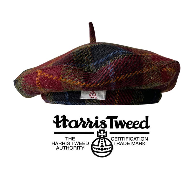 100% lã pura HarrisTweed xadrez pintor chapéu boina de Natal HarrisTweed chapéu retrô