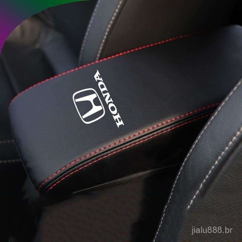 Adequado para Acessórios do Console Central do Carro Honda City Series 2008-2024, Capa Protetora de Couro com Logo 7ATP