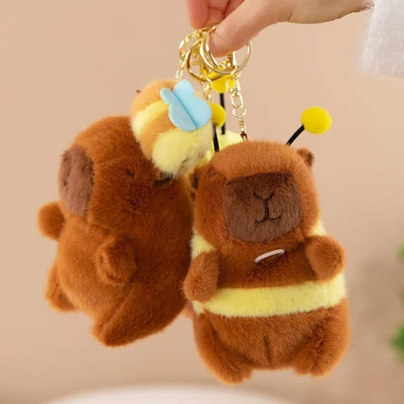 2025 Capibara Capivara Puxar Shake Asas Abelha Bonecas Bonito Mochila Chaveiro Pingente Feminino Brinquedos De Aniversár